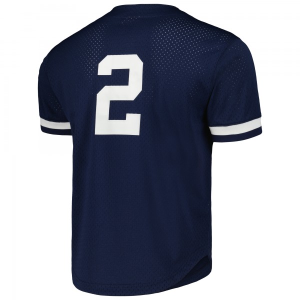 New York Yankees Derek Jeter Mitchell & Ness Navy Cooperstown Collection Mesh Batting Practice Button-Up Jersey