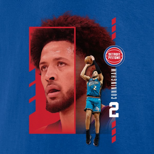 Detroit Pistons Cade Cunningham Royal Jump Pass T-Shirt