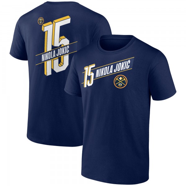 Denver Nuggets Nikola Jokic Navy Full-Court Press Name & Number T-Shirt