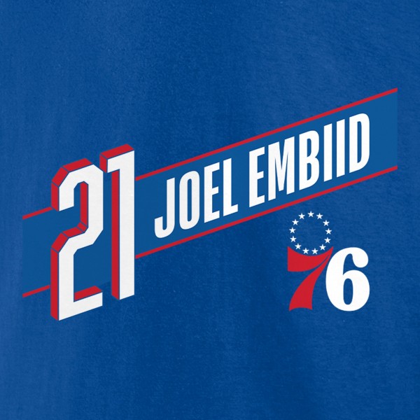 Philadelphia 76ers Joel Embiid Royal Full-Court Press Name & Number T-Shirt