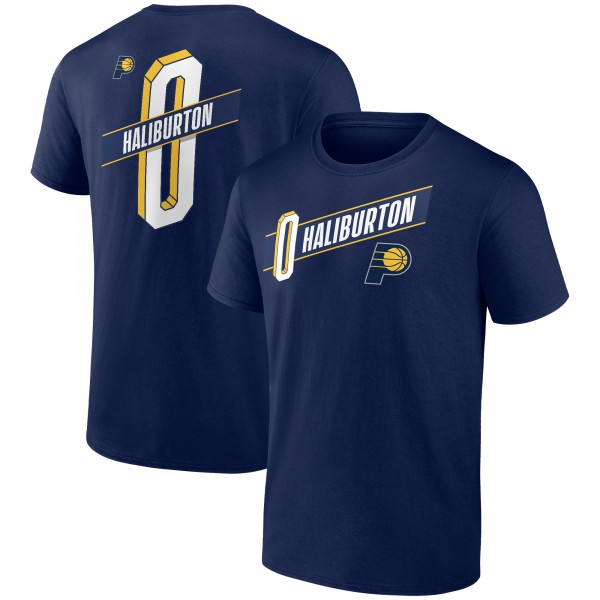 Футболка Tyrese Haliburton Indiana Pacers Full-Court Press Name & Number - Navy