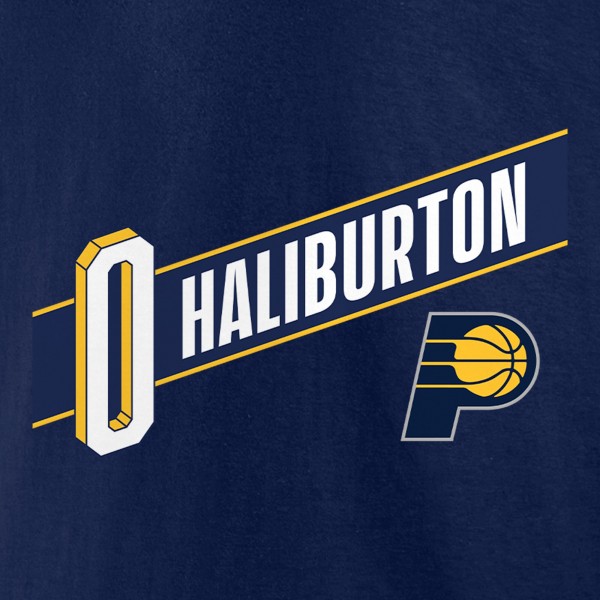 Футболка Tyrese Haliburton Indiana Pacers Full-Court Press Name & Number - Navy