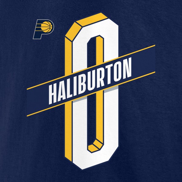 Футболка Tyrese Haliburton Indiana Pacers Full-Court Press Name & Number - Navy
