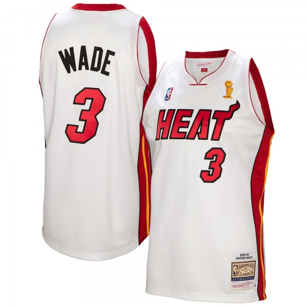 Miami Heat Dwyane Wade Mitchell & Ness White 2005-06 Authentic Player Jersey