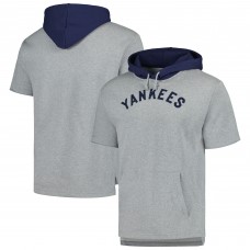 New York Yankees Mitchell & Ness Heather Gray Postgame Short Sleeve Pullover Hoodie