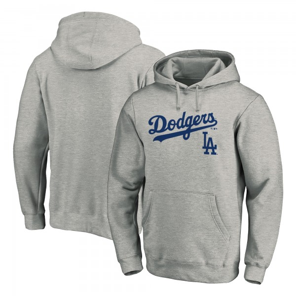 Los Angeles Dodgers Gray Team Lock Up Wordmark Pullover Hoodie