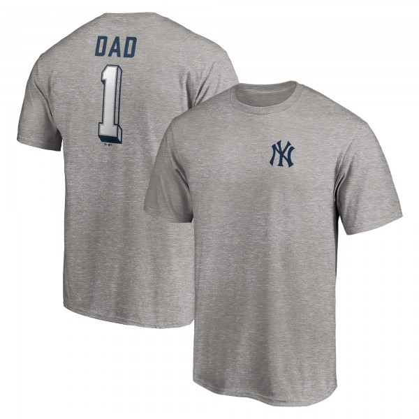 New York Yankees Heather Gray Number One Dad T-Shirt