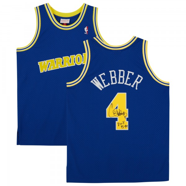Игровая джерси Chris Webber Golden State Warriors Autographed Fanatics Authentic Royal 1993-94 Mitchell & Ness Swingman with 92-93 ROY Inscription