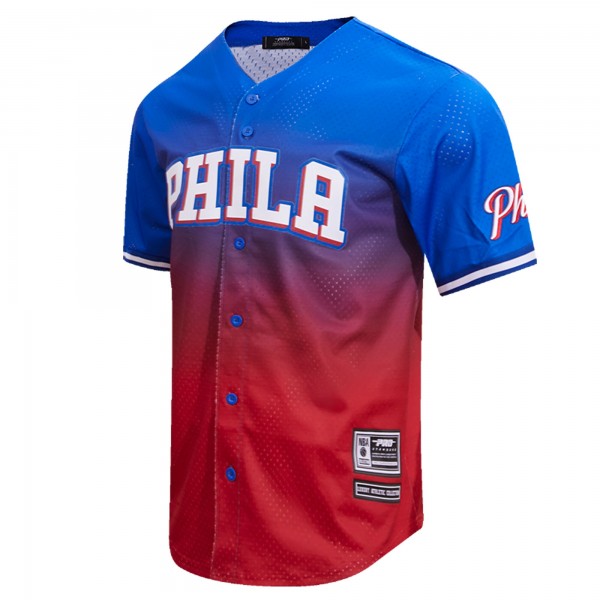 Рубашка с коротким рукавом Philadelphia 76ers Pro Standard Ombre Mesh - Royal/Red
