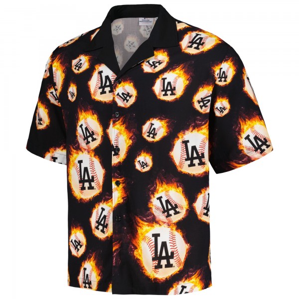 Los Angeles Dodgers PLEASURES Black Flame Fireball Button-Up Shirt