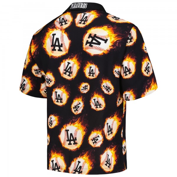Los Angeles Dodgers PLEASURES Black Flame Fireball Button-Up Shirt