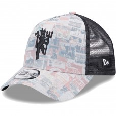 Бейсболка Manchester United New Era Black Glitch All Over Print E-Frame Trucker
