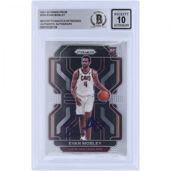 Evan Mobley Cleveland Cavaliers Autographed 2021-22 Panini Prizm #325 Beckett Fanatics Witnessed Authenticated 10 Rookie Card