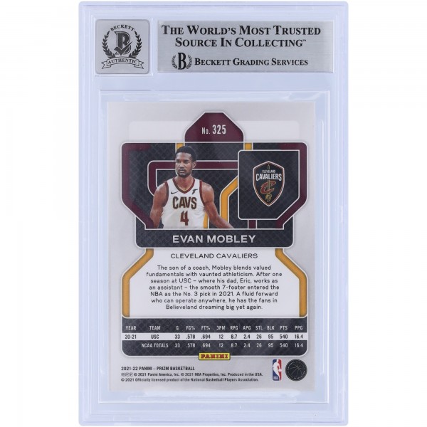 Evan Mobley Cleveland Cavaliers Autographed 2021-22 Panini Prizm #325 Beckett Fanatics Witnessed Authenticated 10 Rookie Card