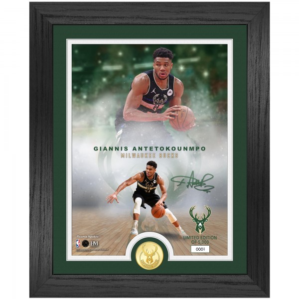 Milwaukee Bucks Giannis Antetokounmpo Highland Mint NBA Legends 13 x 16 Bronze Coin Photo Mint