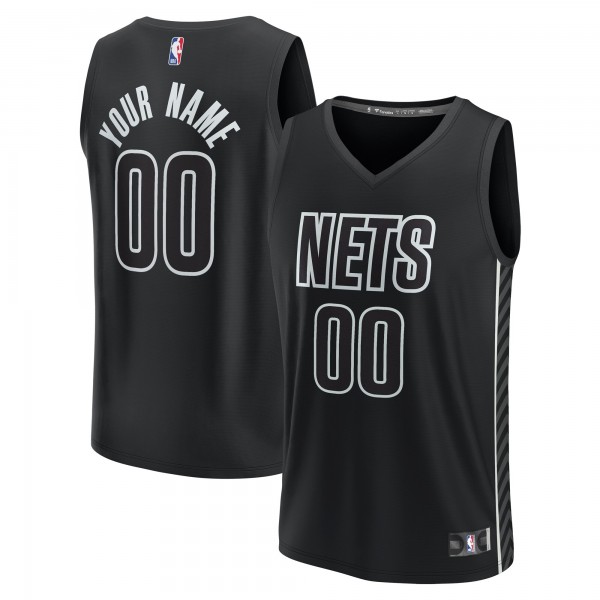Именная игровая джерси Youth Brooklyn Nets Black Fast Break Replica - Statement Edition