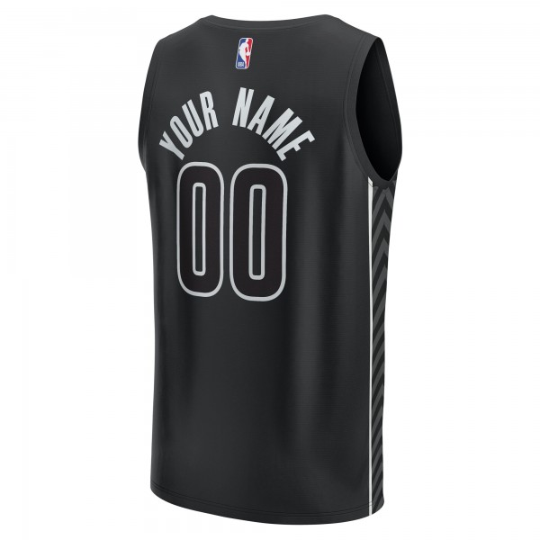 Именная игровая джерси Youth Brooklyn Nets Black Fast Break Replica - Statement Edition