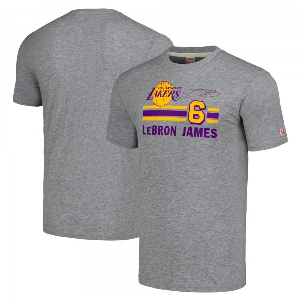 Футболка LeBron James Los Angeles Lakers Homage Number Tri-Blend - Gray
