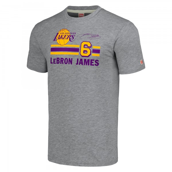 Футболка LeBron James Los Angeles Lakers Homage Number Tri-Blend - Gray