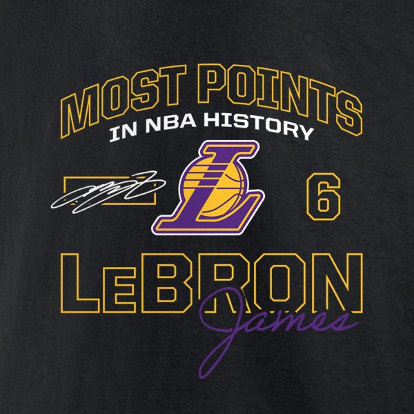 Футболка LeBron James Los Angeles Lakers Most Points in NBA History - Black
