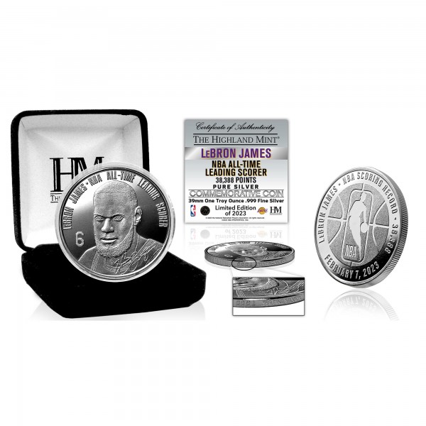 Los Angeles Lakers LeBron James Highland Mint NBA All-Time Scoring Record 39mm Silver Mint Coin