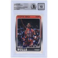 Scottie Pippen Chicago Bulls Autographed 1988-89 Fleer #20 Beckett Fanatics Witnessed Authenticated 10 Rookie Card with HOF 10 Inscription