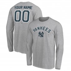 New York Yankees Gray Personalized Cooperstown Collection Alternate Winning Streak Long Sleeve T-Shirt