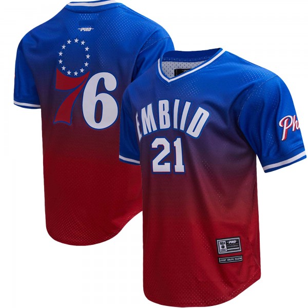 Футболка Joel Embiid Philadelphia 76ers Post Ombre - Royal/Red