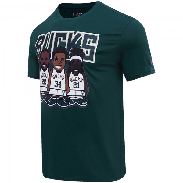 Футболка Giannis Antetokounmpo, Jrue Holiday, Khris Middleton Milwaukee Bucks Pro Standard Multi Lineup - Hunter Green