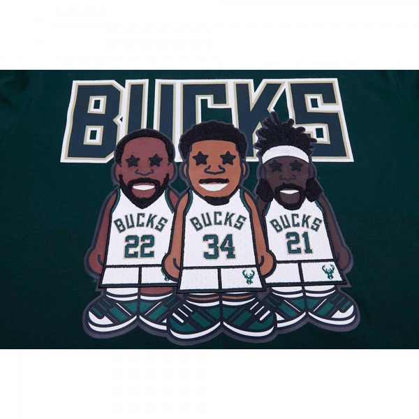 Футболка Giannis Antetokounmpo, Jrue Holiday, Khris Middleton Milwaukee Bucks Pro Standard Multi Lineup - Hunter Green