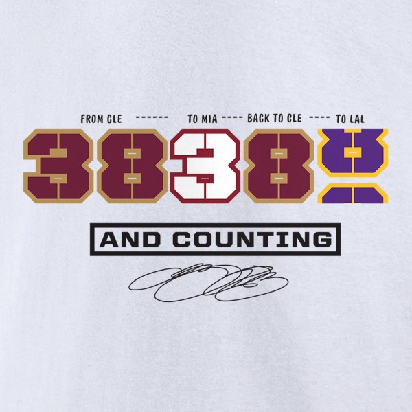 Футболка LeBron James NBA All-Time Scoring Record Split Points - White