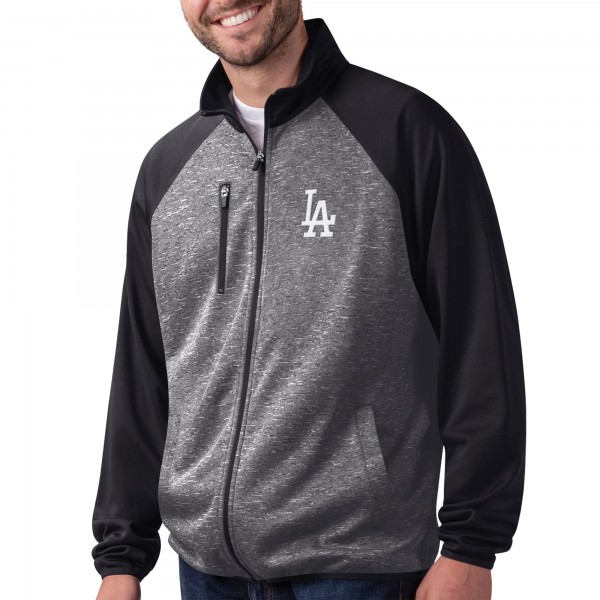 Куртка на молнии Los Angeles Dodgers G-III Sports by Carl Banks Runners Track Raglan - Gray/Black