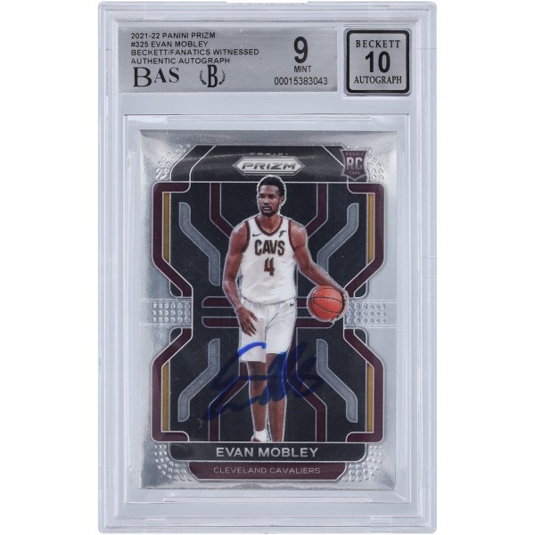 Evan Mobley Cleveland Cavaliers Autographed 2021-22 Panini Prizm #325 Beckett Fanatics Witnessed Authenticated 9/10 Rookie Card
