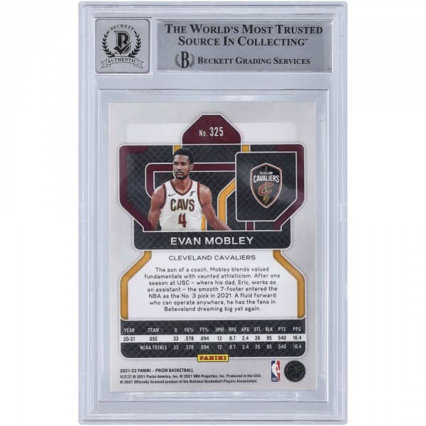 Evan Mobley Cleveland Cavaliers Autographed 2021-22 Panini Prizm #325 Beckett Fanatics Witnessed Authenticated 9/10 Rookie Card