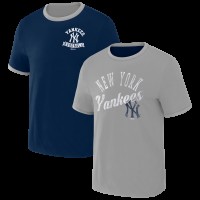 New York Yankees Darius Rucker Collection by Fanatics Navy/Gray Two-Way Ringer Reversible T-Shirt