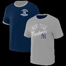 New York Yankees Darius Rucker Collection by Fanatics Navy/Gray Two-Way Ringer Reversible T-Shirt
