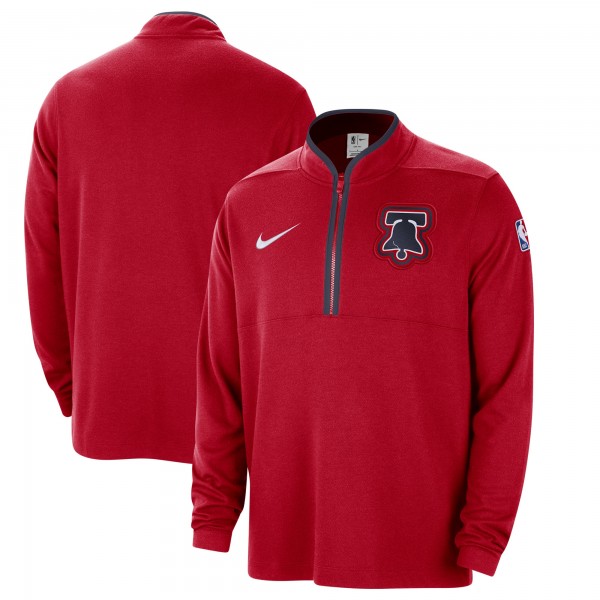 Кофта на короткой молнии Philadelphia 76ers Nike 2023/24 City Edition Authentic Coaches - Red