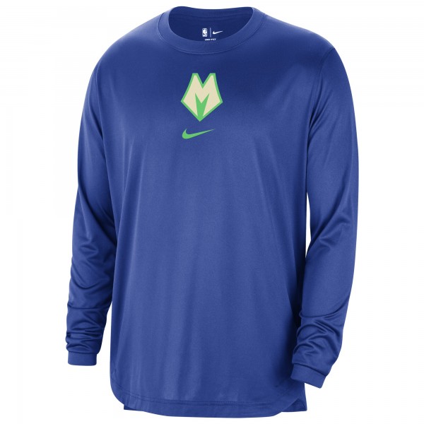 Футболка с длинным рукавом Milwaukee Bucks Nike 2023/24 City Edition Authentic Pregame Performance - Royal
