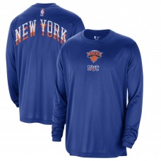 Футболка с длинным рукавом New York Knicks Nike 2023/24 City Edition Authentic Pregame Performance - Blue