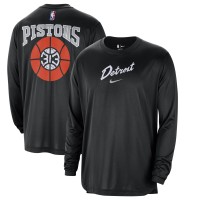 Футболка с длинным рукавом Detroit Pistons Nike 2023/24 City Edition Authentic Pregame Performance - Black