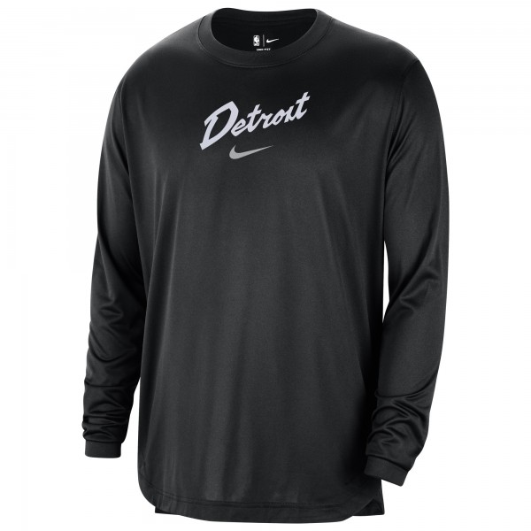 Футболка с длинным рукавом Detroit Pistons Nike 2023/24 City Edition Authentic Pregame Performance - Black
