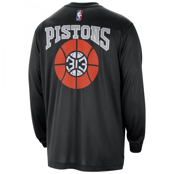 Футболка с длинным рукавом Detroit Pistons Nike 2023/24 City Edition Authentic Pregame Performance - Black