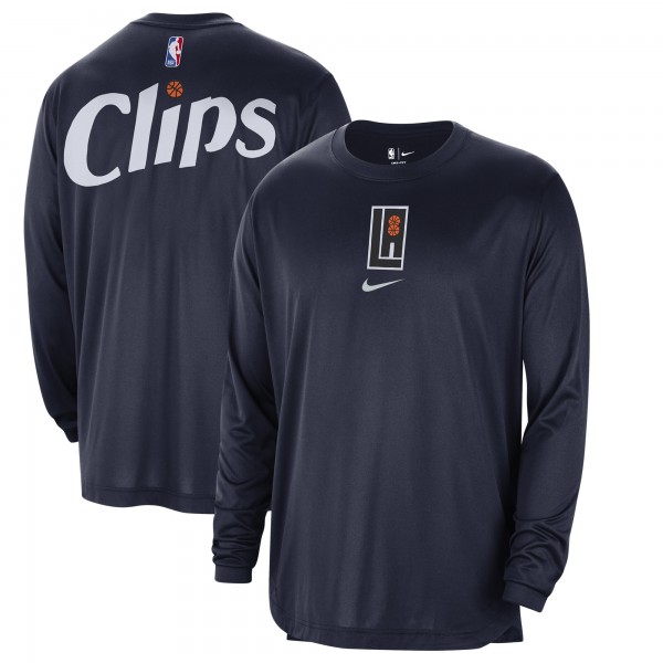 Футболка с длинным рукавом LA Clippers Nike 2023/24 City Edition Authentic Pregame Performance - Navy