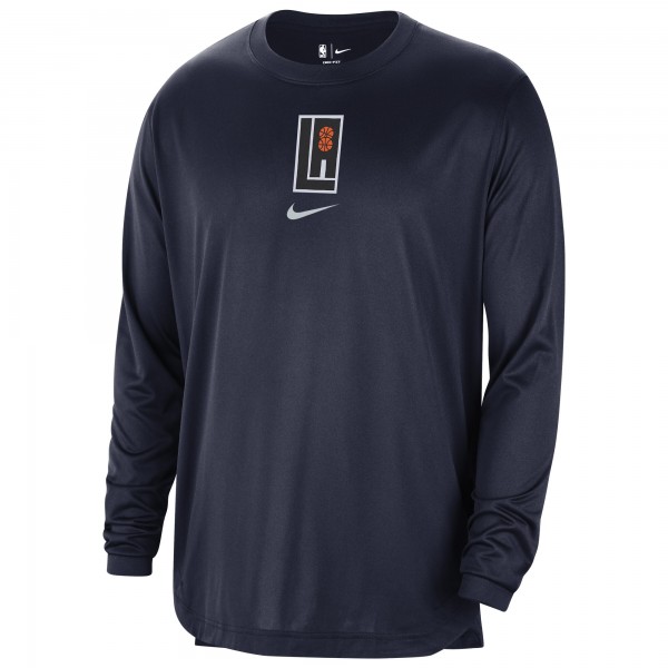 Футболка с длинным рукавом LA Clippers Nike 2023/24 City Edition Authentic Pregame Performance - Navy