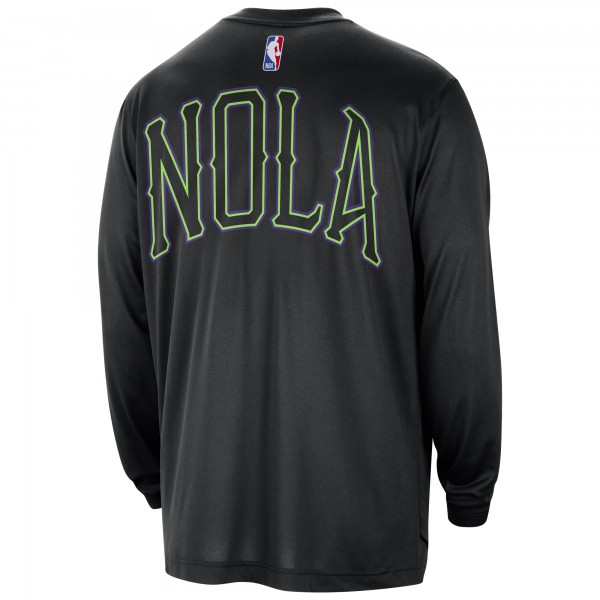 Футболка с длинным рукавом New Orleans Pelicans Nike 2023/24 City Edition Authentic Pregame Performance - Black