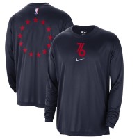 Футболка с длинным рукавом Philadelphia 76ers Nike 2023/24 City Edition Authentic Pregame Performance - Navy