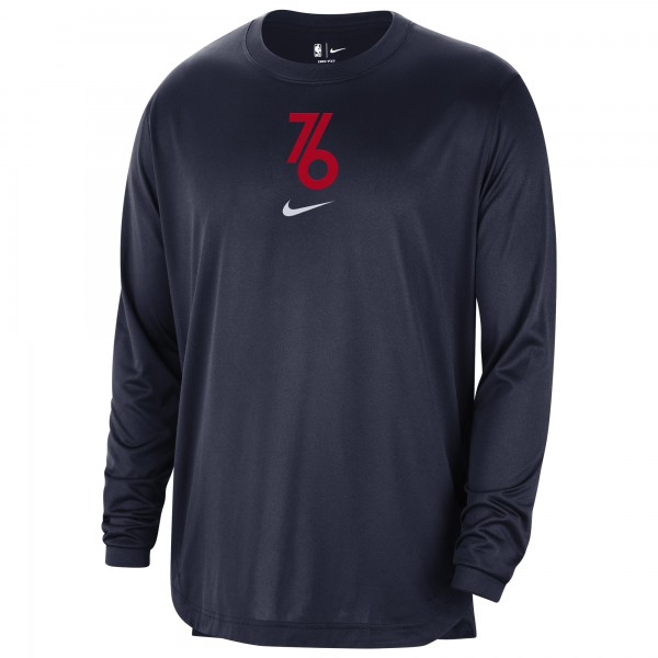 Футболка с длинным рукавом Philadelphia 76ers Nike 2023/24 City Edition Authentic Pregame Performance - Navy