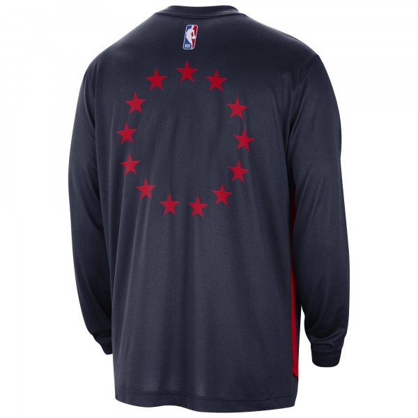 Футболка с длинным рукавом Philadelphia 76ers Nike 2023/24 City Edition Authentic Pregame Performance - Navy