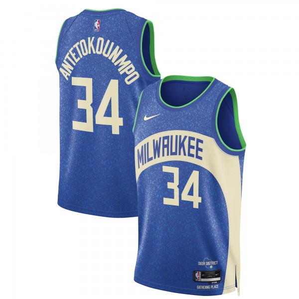 Игровая форма  Giannis Antetokounmpo Milwaukee Bucks Nike Unisex 2023/24 Swingman - Blue - City Edition
